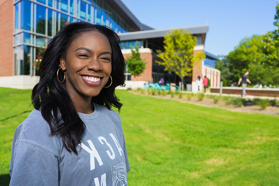 female student at rec center